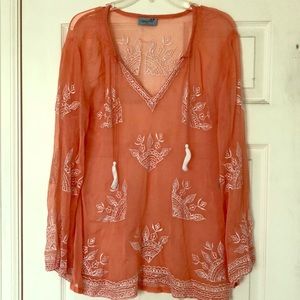 Letarte Orange Sheer Swim coverup/Top